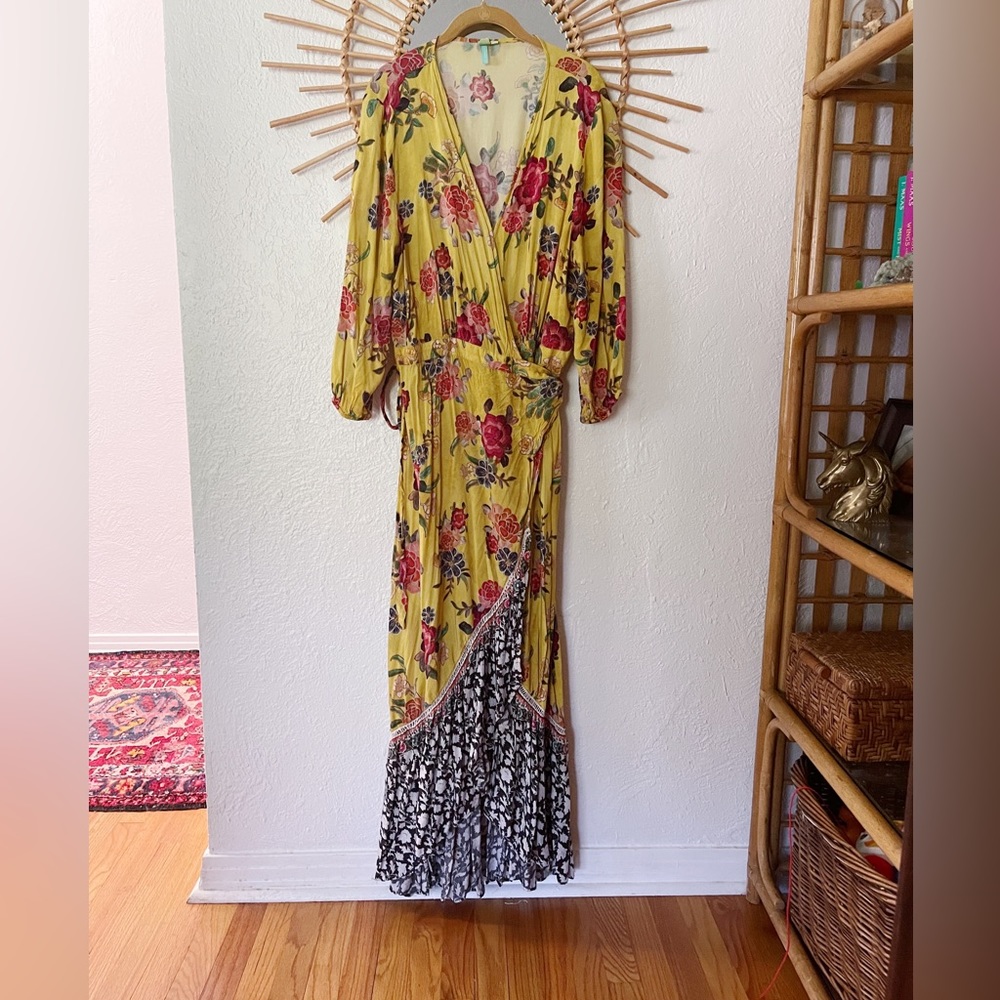 Farm Rio Anthropologie Dress - Yellow and Red Floral dress!